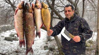 HUGE KEBAB OF 7 KG OF GRASS CARP BAKED IN A TANDOOR RECIPE BY WILDERNESS COOKING