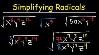 Simplifying Radicals With Variables Exponents Fractions Cube Roots - Algebra