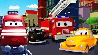 The Car Patrol Tom the Tow Truck and Troy the Train help Car City  Trucks Cartoons for kids