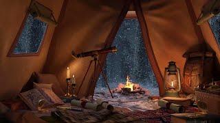 Camping Tent Ambience In the Middle of a Snowy Mountains