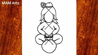 Lord shree krishna drawing from 2×6 dots easy step by step  Easy Lord shree Krishna Thakur drawing