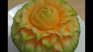 Carving Art Melon-Cách tỉa hoa từ quả Dưa-Blumen schnitzen aus Melone.