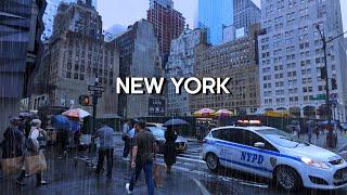 New York Rain Walk ️ Fifth Avenue in Manhattan Walking Tour 4K