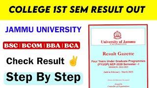 Jammu University College 1st Sem Result 2023  J&K Degree College 1st Sem Result PDF  Bsc Bcom BA