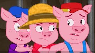 Three litle pigs Pizza Party - Kids Story + Big Bad Wolf Giant Pig  Bedtime Stories for kids