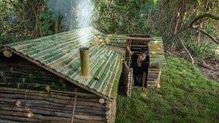 Girl Built The Most Beautiful Bamboo Villa by Ancient Skills Solo Camping Over Night