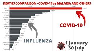 Deaths Comparison Covid-19 vs Malaria and Others - From 1 January to 30 July