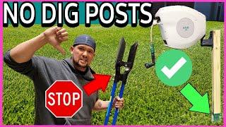 Set Posts the Easy Way No Dig or Cement Posts  Hoselink Retractable Garden Hose Install