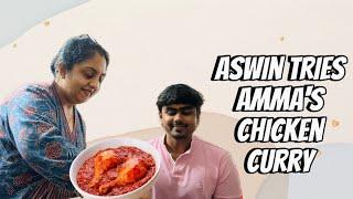 Aswin Tries Ammas Chicken Curry  Diya Krishna  Aswin Ganesh