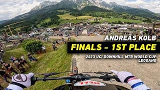 GoPro Andreas Kolb WINS -  FINALS - 1st Place Run  2023 UCI Downhill MTB World Cup in Leogang