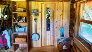 Log Cabin Interior Build  Bathroom with Claw Foot Tub Brick Veneer and Red Pine Floors