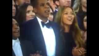 Jay Z & Beyonces Reaction to Kanye West Going On Stage When Beck Got Album Of The Year Grammy