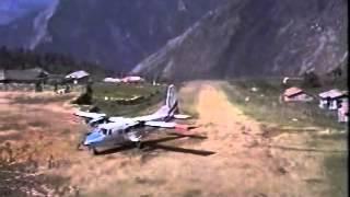 Plane landing at Lukla Airstip in the Khumbu Nepal