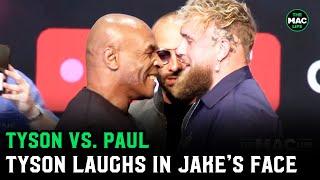 Mike Tyson vs. Jake Paul Tyson Laughs In Jakes Face  Face Off