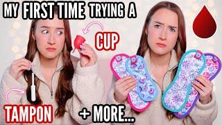 TESTING PERIOD PRODUCTS *FIRST TIME trying a tampon menstrual cup + more…*