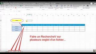 faire un recherchev sur plusieurs onglets - Fonction indirect - Excel