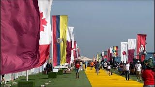 Exploring Fan Village main walkway in Freezone Doha Qatar