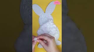 DIY Cute Cotton Ball Bunny Rabbit  Easter Home Table Decoration Easy Cardboard Crafts Ideas #Shorts