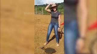 Crazy Girl Wipes Cow Poop on her face O