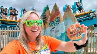 Worlds First Surf Coaster Opens Pipeline POV Full Experience & Free Beer at SeaWorld Orlando