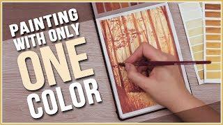 How to Paint a Fall Scenery with only ONE Color  Monochromatic Watercolor  Art Journal Thursday