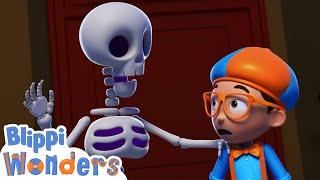 Skeleton Surprise  Blippi Wonders  Learn ABC 123  Fun Cartoons  Moonbug Kids