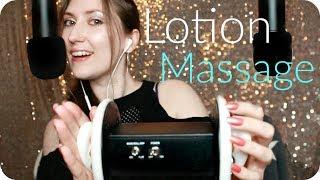 ASMR Lotion Ear Massage w Stroking Rubbing Close Up Ear to Ear Whispering & Trigger Words