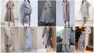 Trendy Grey Colour Dress Design Ideas Grey Plain Suit Design Grey Colour Combination for Suit