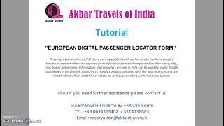 EUROPEAN DIGITAL PASSENGER LOCATOR FORM