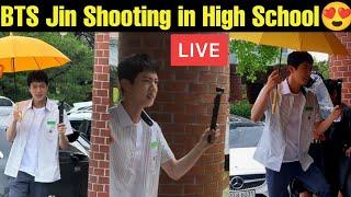 LIVE  Full Video BTS Jin Shooting at Korean High School  BTS Jin In High School for Shooting  #v