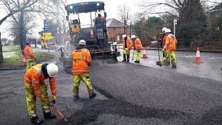 Resurfacing the Road Road Construction  Machines Repair Road Asphalting