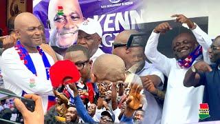 Watch Kennedy Agyapong storm NPP HQ with more supporters in heavy rain to file his nomination