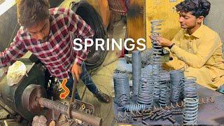 Spring Making Process with Iron Wire  Процесс изготовления пружин с железной проволокой.