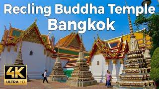 Bangkok Thailand Walking Tour - Temple of the Reclining Buddha 4K Ultra HD 60fps – With Captions