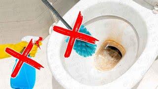 Easy Way to Clean Toilet Bowl Stains  Remove Toilet Hard Water Calcium Deposit Without Scrubbing