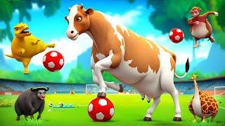 Giant Cow Plays Soccer with Farm & Wild Animals  Epic Animal Soccer Match Highlights