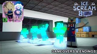 ICE SCREAM 8 TRUE ENDING ALL GAMEOVERS AND ENDINGS IN MINECRAFT