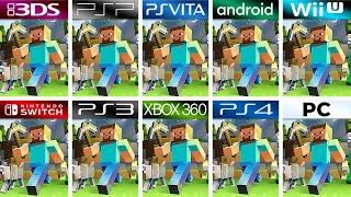 Minecraft 2011 3DS vs PSP vs PS Vita vs Android vs Wii U vs Switch vs PS3 vs XBOX 360 vs PS4 vs PC