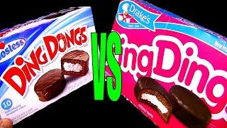 Hostess Ding Dongs vs Drakes Ring Dings Makers of Little Debbie Chocolate Snack Cakes FoodFights