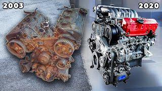 Rusty to running 20 year old V6 engine rebuild time lapse