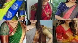 25 Beautiful Puff Sleeves Blouse Designs For Pattu Sarees  New Designer Blouse Design