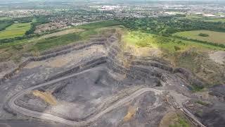 An aerial view of Roadstone Quarry in Tallaght Dublin Ireland.