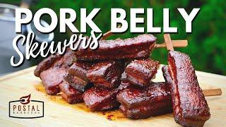 Smoked Pork Belly Skewers - How to Smoke Pork Belly Burnt End Skewers