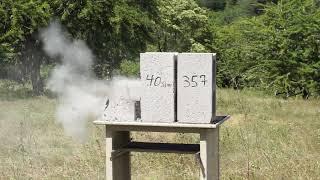 9mm 124gr vs 40 s&w 180gr vs .357 Magnum 158gr  vs Concrete Block