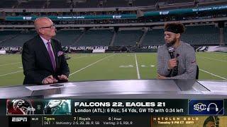 “Just catch the ball” - Drake London joins SVP to talk his game-winning TD as Falcons stun Eagles