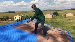 Airless spray-painting a roof