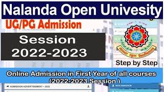 Nalanda Open University admission process for academic session 2022last datefor UG and PG courses