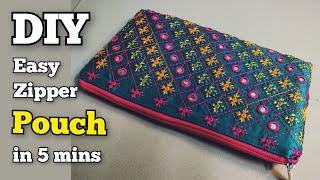 Easy Pouch making at home  How to Make Very Beautiful Ladies Purse  Hand Bag Cutting and Stitching