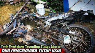 Kondisi Mobil & Satria FU Hancur Tertindih Truk kontainer Di Plelen Gringsing Alas Roban Batang