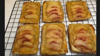 Upside-down Honey Peach Pastry Puff. #dessert #sweetsnacks